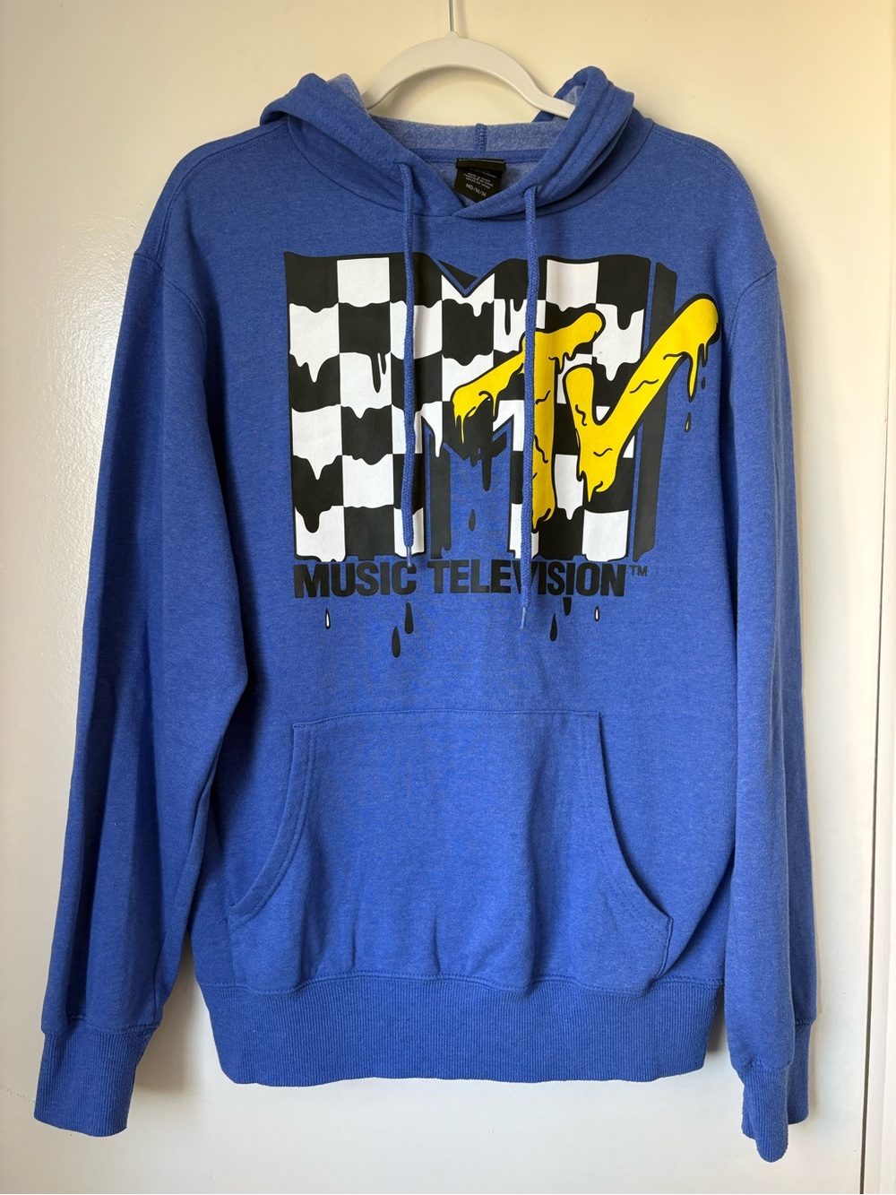 MTV Blue Hoodie Sweater with Yellow & Black Graphic